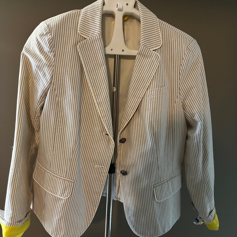 Striped Blazer with Yellow Accents